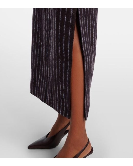 Erdem Purple Pinstripe Wool And Mohair Pencil Skirt