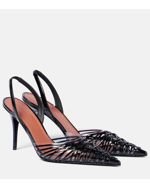 AMINA MUADDI Black Lori 90 Patent Leather And Pvc Slingback Pumps