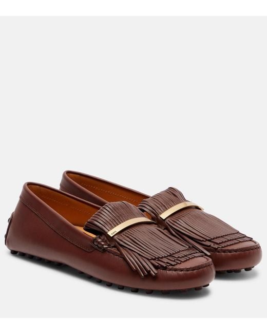 Tod's Brown Gommino Fringed Leather Driving Shoes