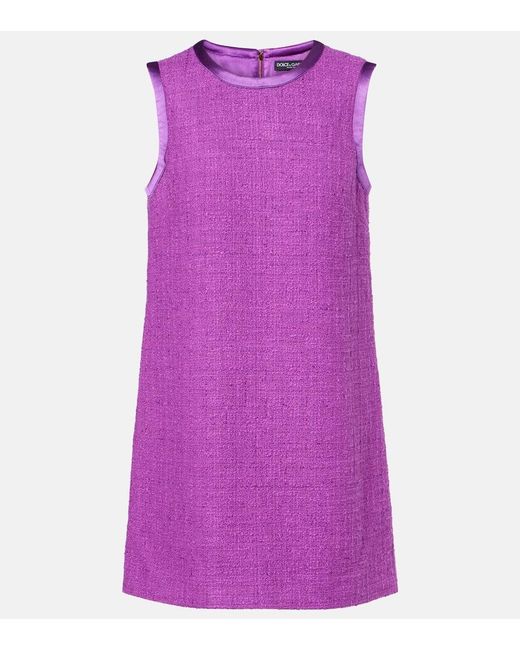 Dolce & Gabbana Purple Minikleid Aus Einem Baumwollgemisch