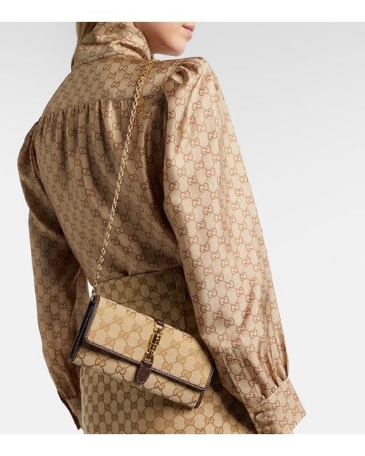 Gucci Natural Jackie Gg Canvas Clutch