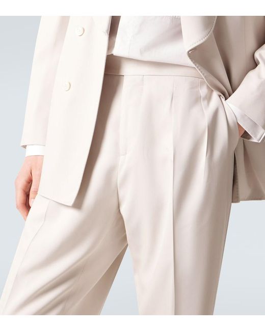 Brunello Cucinelli Natural Silk Straight Pants for men
