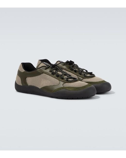 Prada Brown Speedrock Leather-Trimmed Sneakers for men