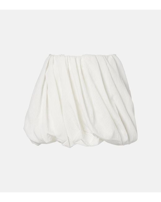 J.W. Anderson White Gathered Pinstripe Balloon Miniskirt