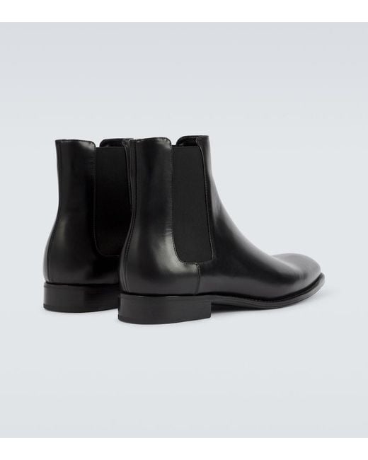 Saint Laurent Black Adrien Leather Chelsea Boots for men