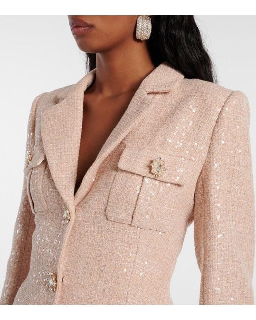 Robe Midi A Sequins Self-Portrait en coloris Natural
