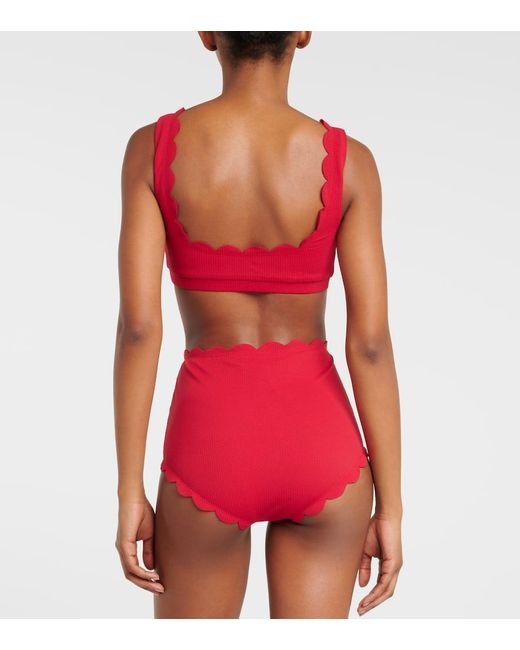 Slip bikini Santa Monica a vita alta di Marysia Swim in Red