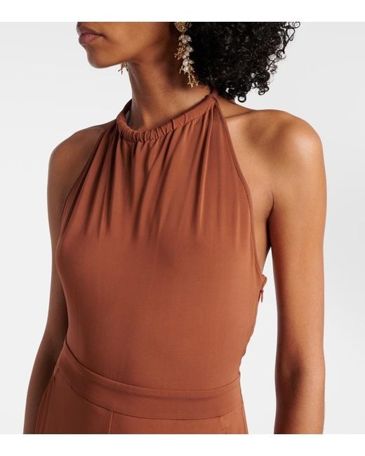 Max Mara Brown Parsec Halterneck Beach Jumpsuit