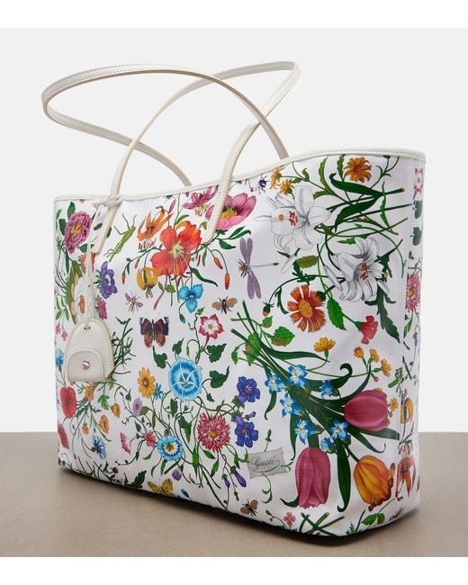 Gucci White Tribeca Large Floral Canvas Shopper
