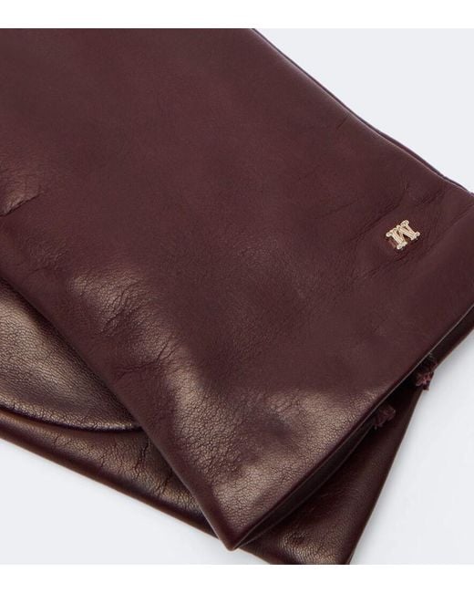 Max Mara Purple Leather Gloves