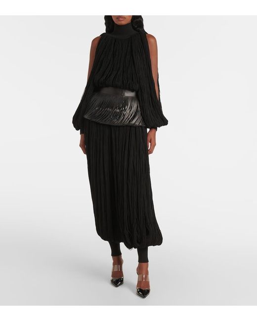Alaïa Black Fringed Wool Balloon Pants