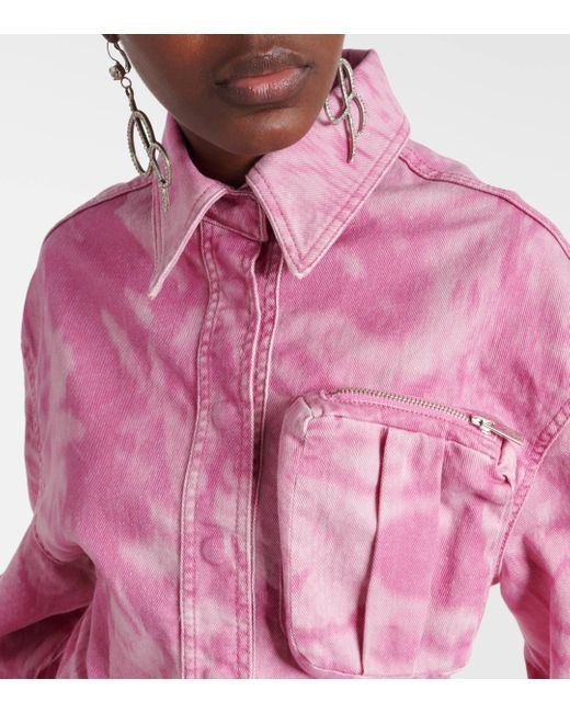 Blumarine Pink Camouflage Denim Cargo Jacket