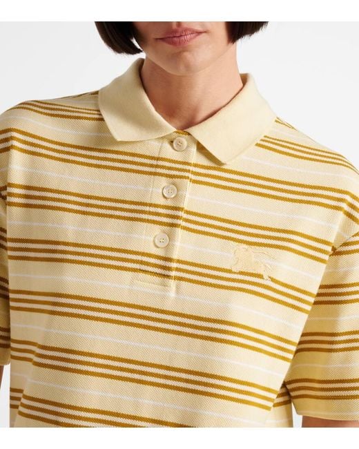 Vestido Icon Stripe De Pique De Algodon Burberry de color Yellow