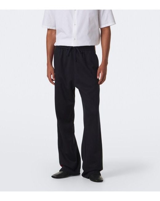 Gucci Blue Web Stripe Silk And Cotton Wide-Leg Pants for men
