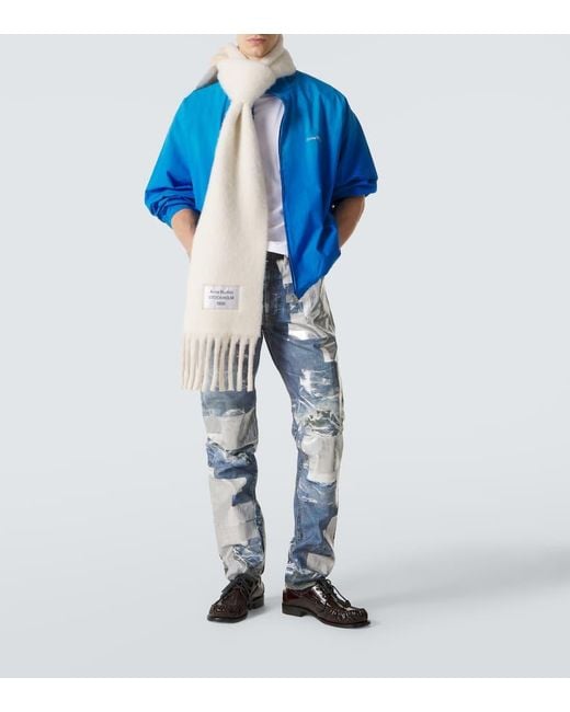 Acne Blue Olando Logo-print Cotton-poplin Jacket for men