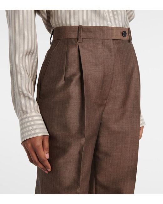 The Row Brown Norbert Mohair And Wool Straight Pants