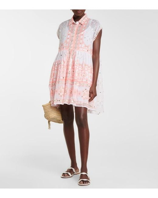 Juliet Dunn Pink Sequined Cotton Minidress