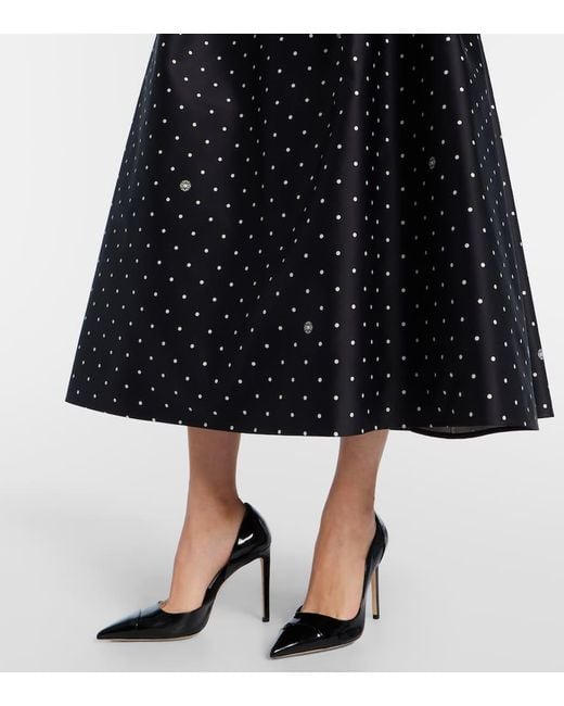 Elie Saab Black Polka-Dot Midi Dress