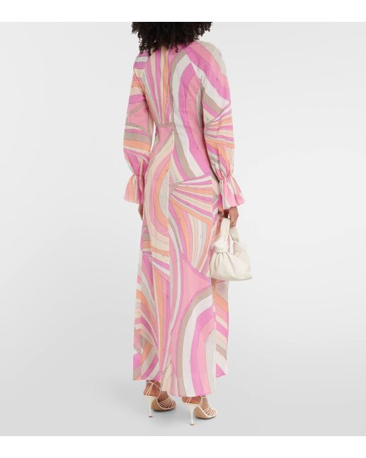 Emilio Pucci Pink Printed Cotton Maxi Dress