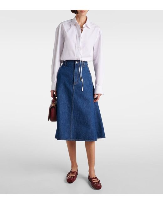 Gucci Blue Denim Midi Skirt