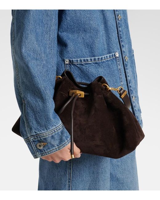 Jimmy Choo Black Bon Bon Small Suede Bucket Bag