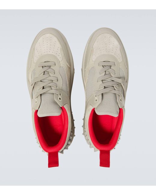 Christian Louboutin White Astroloubi Leather And Suede Sneakers for men