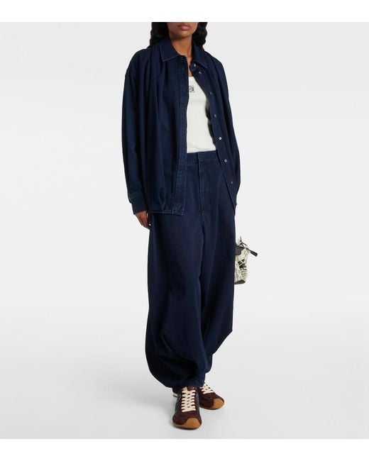 Loewe Blue Draped Wide-Leg Jeans