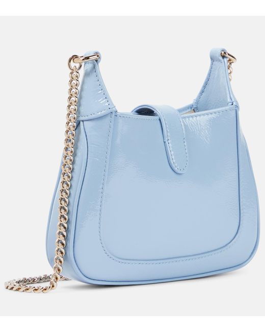 Gucci Blue Jackie Notte Mini Patent Leather Shoulder Bag