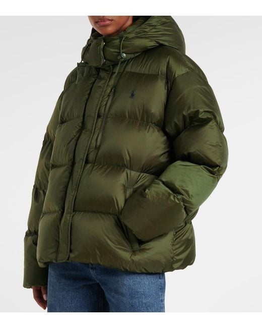 Polo Ralph Lauren Green Carly Water-Repellent Quilted Duck Down Wind Resistant Detachable Hood Short Puffer Jacket
