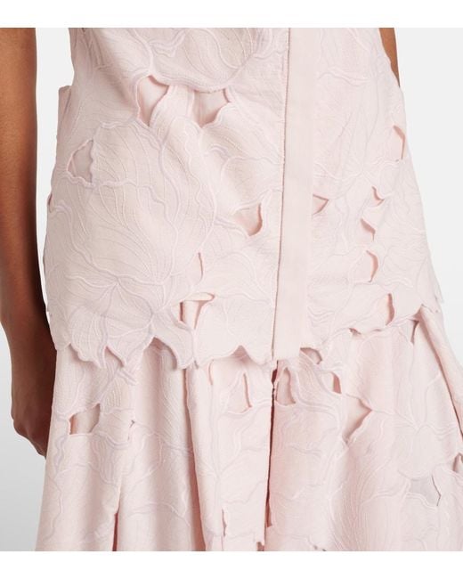 Erdem Pink Embroidered Floral Cotton-Blend Top