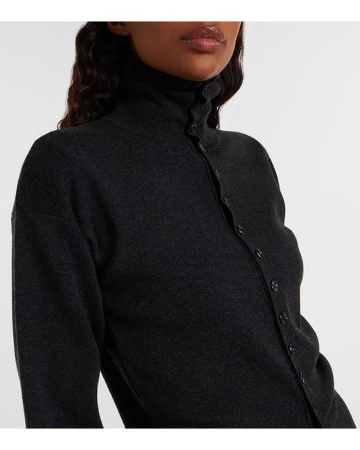 Lemaire Black Turtleneck Wool Cardigan