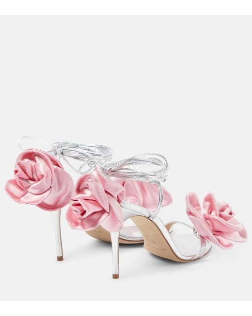 Magda Butrym Pink Floral-Applique Leather Sandals
