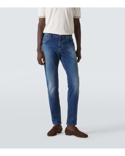 Dolce & Gabbana Blue Mid-Rise Slim Jeans for men