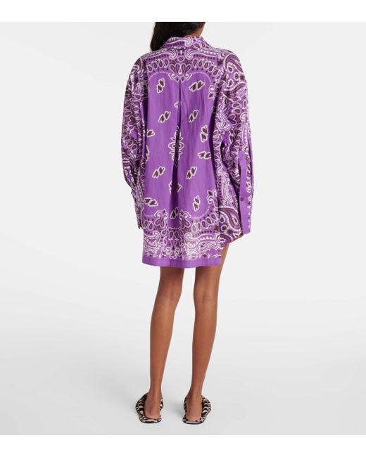 The Attico Purple Paisley Oversized Cotton Shirt