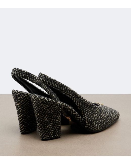 Prada Black Herringbone Slingback Pumps