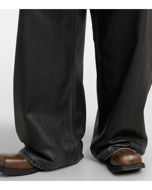 Acne Black 2023 Mid-Rise Wide-Leg Coated Jeans