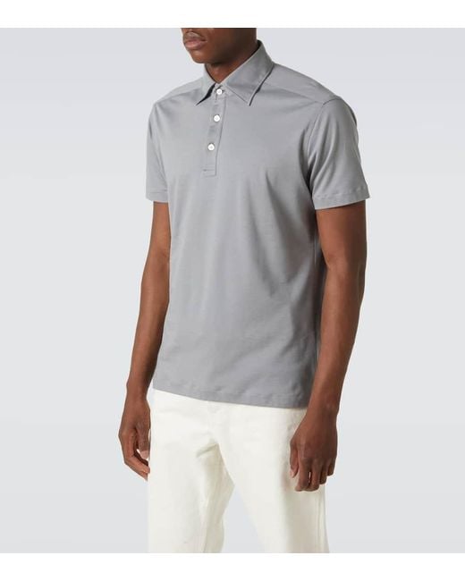 Kiton Polohemd Aus Baumwolle in Gray für Herren