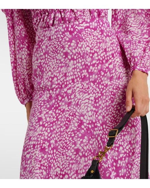 Isabel Marant Pink Hortensia Printed Silk-Blend Maxi Skirt