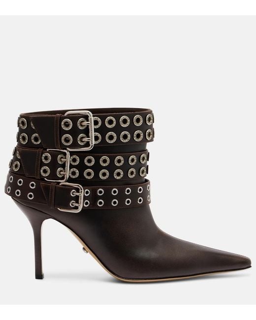Mach & Mach Black Buckle Belt 95 Leather Ankle Boots