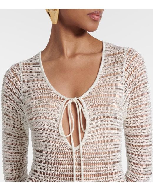 AYA MUSE White Sheer Crochet Maxi Dress