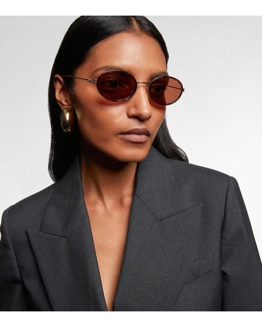 Gucci Brown Gg Tiny Oval Sunglasses