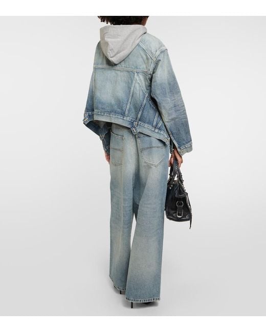 Giacca di jeans asimmetrica di Balenciaga in Blue