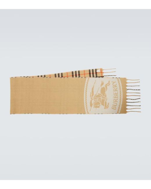 Bufanda Check De Cachemir Con Flecos Burberry de hombre de color White