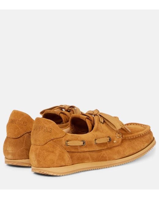 Jacquemus Brown Batto Croc-Effect Suede Boat Shoes