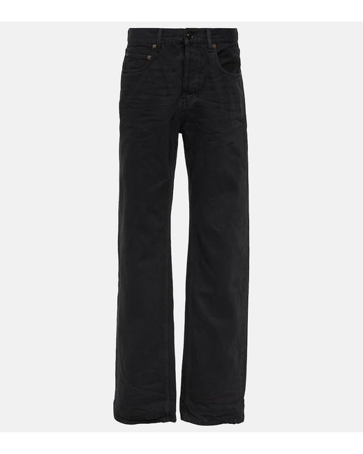 Saint Laurent Black High-rise Wide-leg Jeans