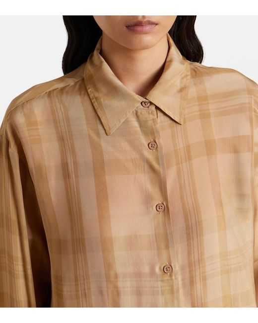 Frankie Shop Natural Peri Checked Twill Shirt