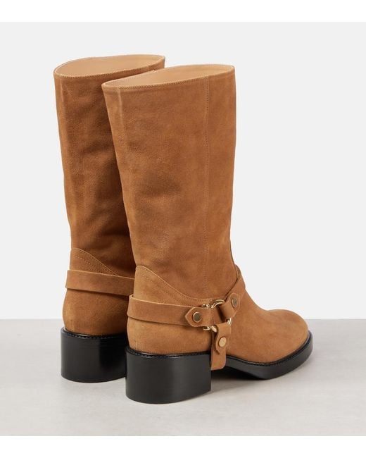 Chloé Brown Dakota Suede Biker Boots