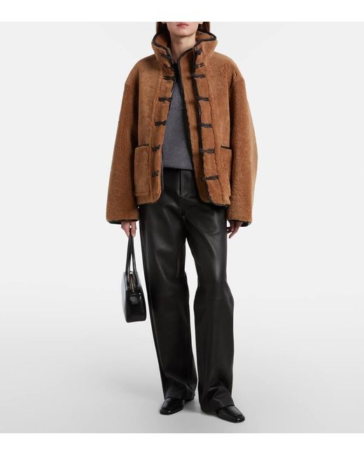 Rohe Brown Leather-Trimmed Shearling Jacket