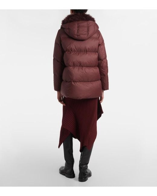 Yves Salomon Red Quilted Down Jacket