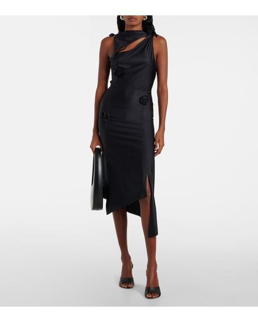 Coperni Black Floral-Applique Asymmetric Top